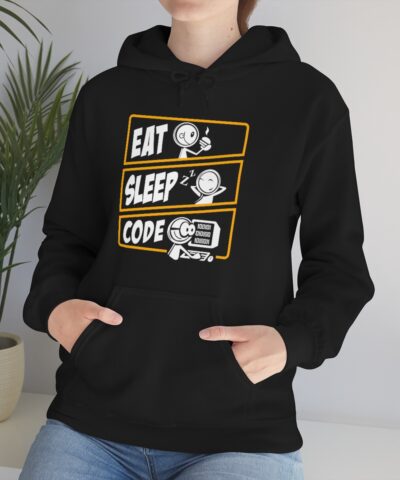 Eat Sleep Code, Coder, Computer, PC Kapşonlu 3 İplik Şardonlu Unisex