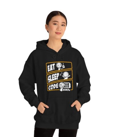 Eat Sleep Code, Coder, Computer, PC Kapşonlu 3 İplik Şardonlu Unisex - Görsel 3