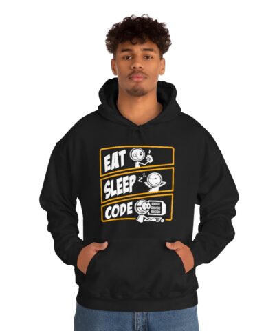 Eat Sleep Code, Coder, Computer, PC Kapşonlu 3 İplik Şardonlu Unisex - Görsel 4