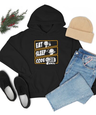 Eat Sleep Code, Coder, Computer, PC Kapşonlu 3 İplik Şardonlu Unisex - Görsel 7