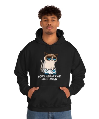 Don't Bother Me Right Meow, Gamer Cat, Angry Cat Kapşonlu 3 İplik Şardonlu Unisex - Görsel 4