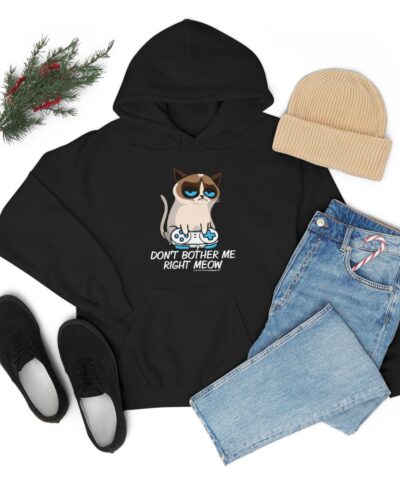 Don't Bother Me Right Meow, Gamer Cat, Angry Cat Kapşonlu 3 İplik Şardonlu Unisex - Görsel 7