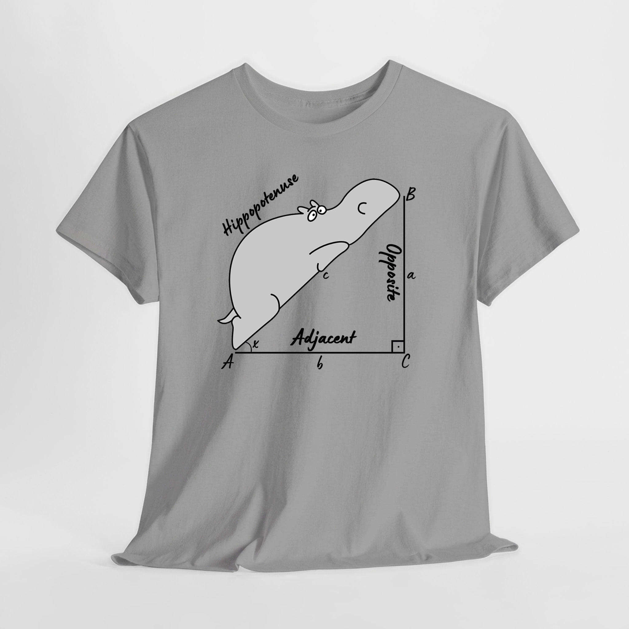 Hippopotenuse - Hipotenüs - Hipopotam Matematik Geometri Unisex Tişört - Görsel 2