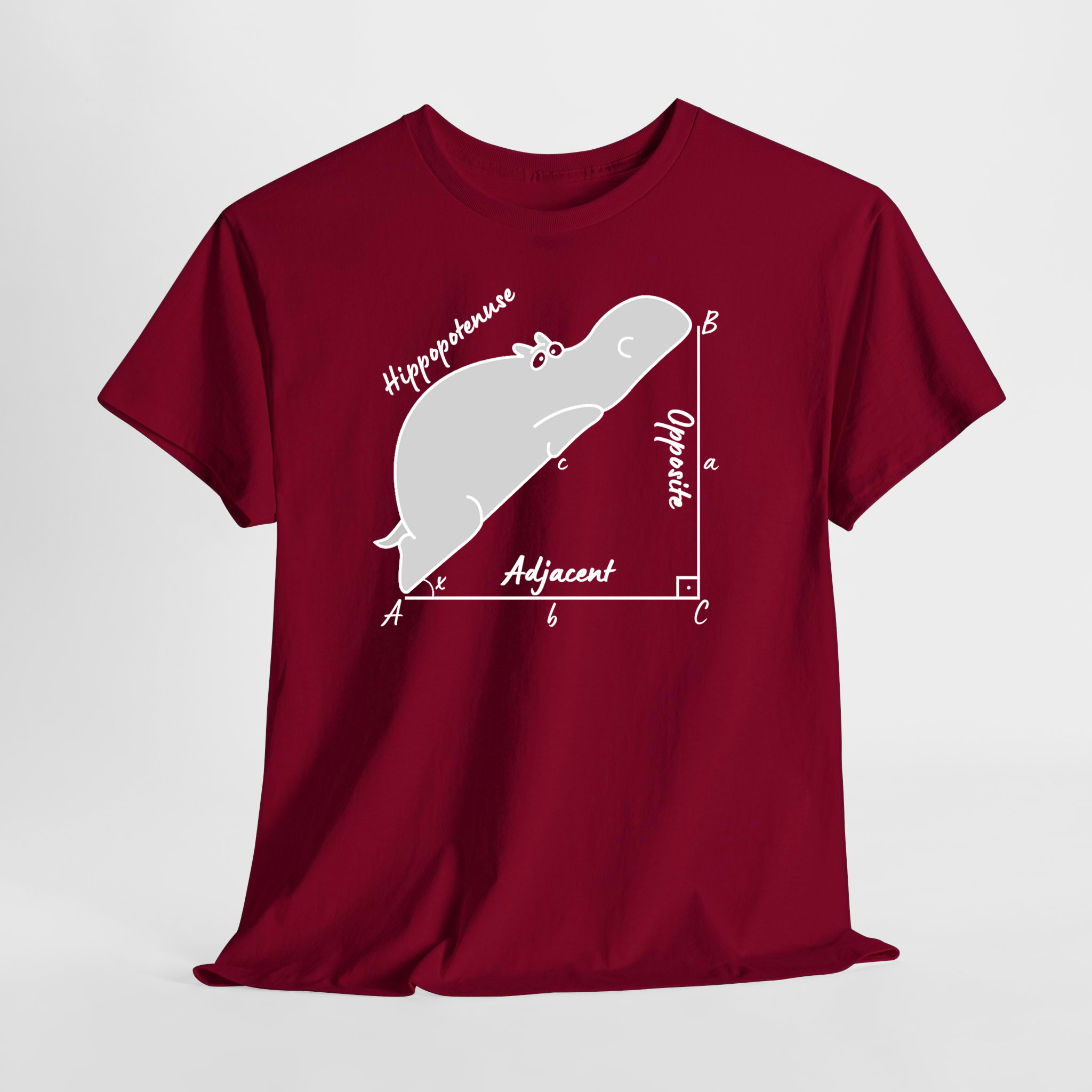 Hippopotenuse - Hipotenüs - Hipopotam Matematik Geometri Unisex Tişört - Görsel 4