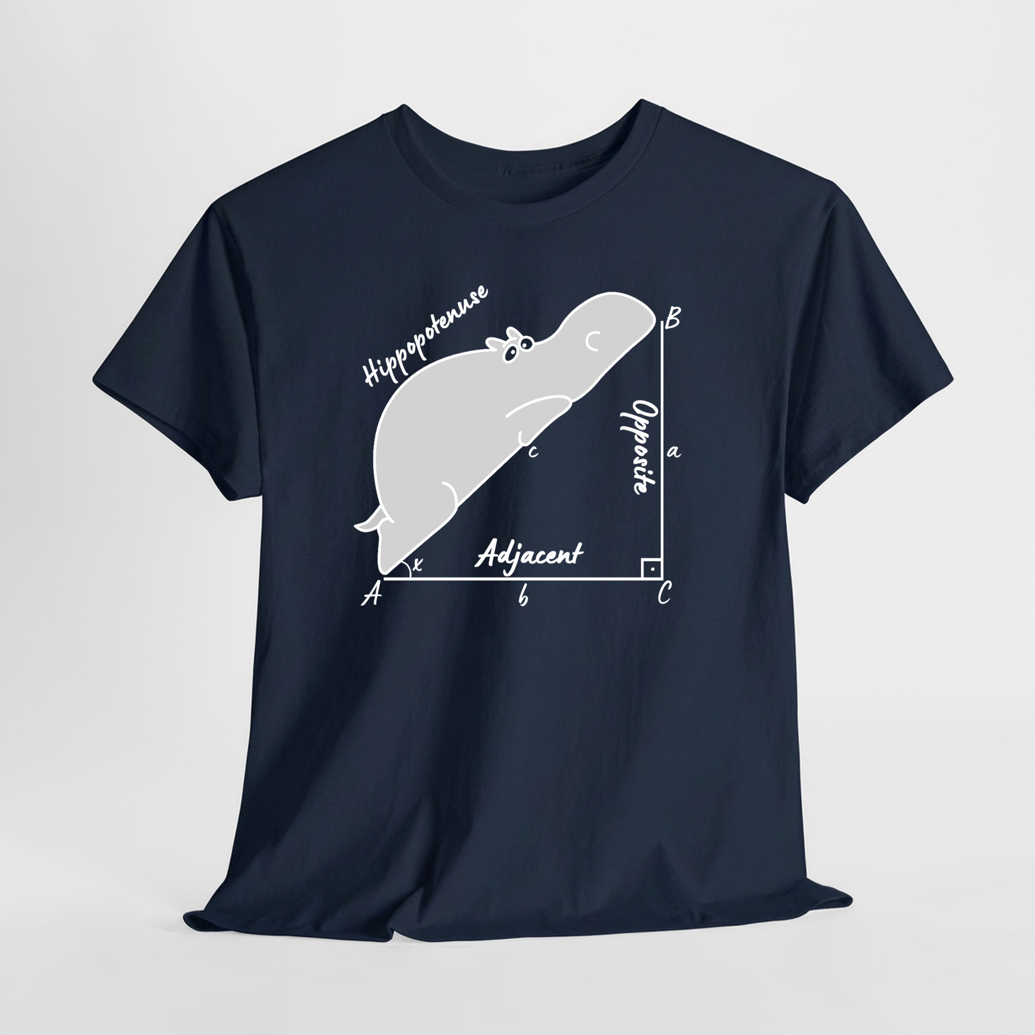 Hippopotenuse - Hipotenüs - Hipopotam Matematik Geometri Unisex Tişört - Görsel 6