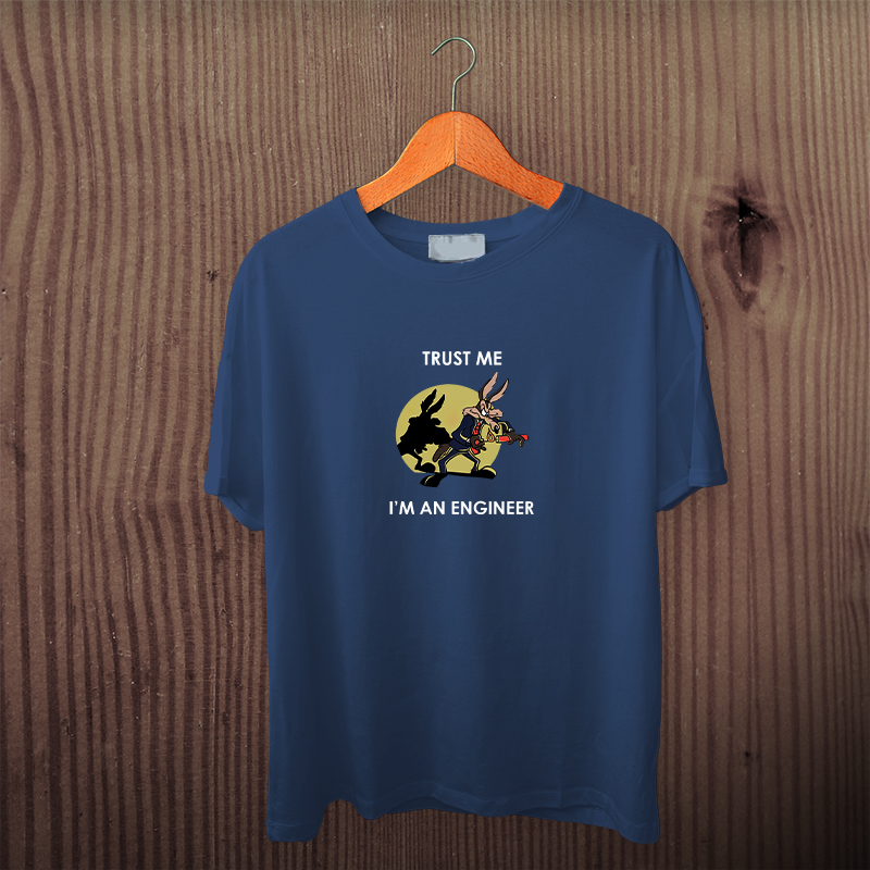 T-shirt Humour 'Trust Me I Am An Engineer' Avec Coyote - Cadeau Drôle Pour Homme - Coton - Neuf Avec étiquettes
