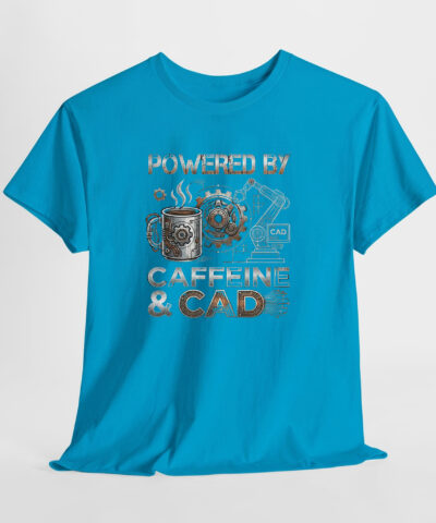 Powered By Caffeine & Cad Unisex Tişört - Görsel 3