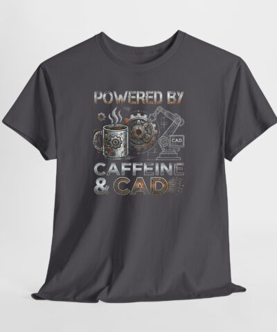 Powered By Caffeine & Cad Unisex Tişört - Görsel 5