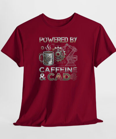 Powered By Caffeine & Cad Unisex Tişört - Görsel 6