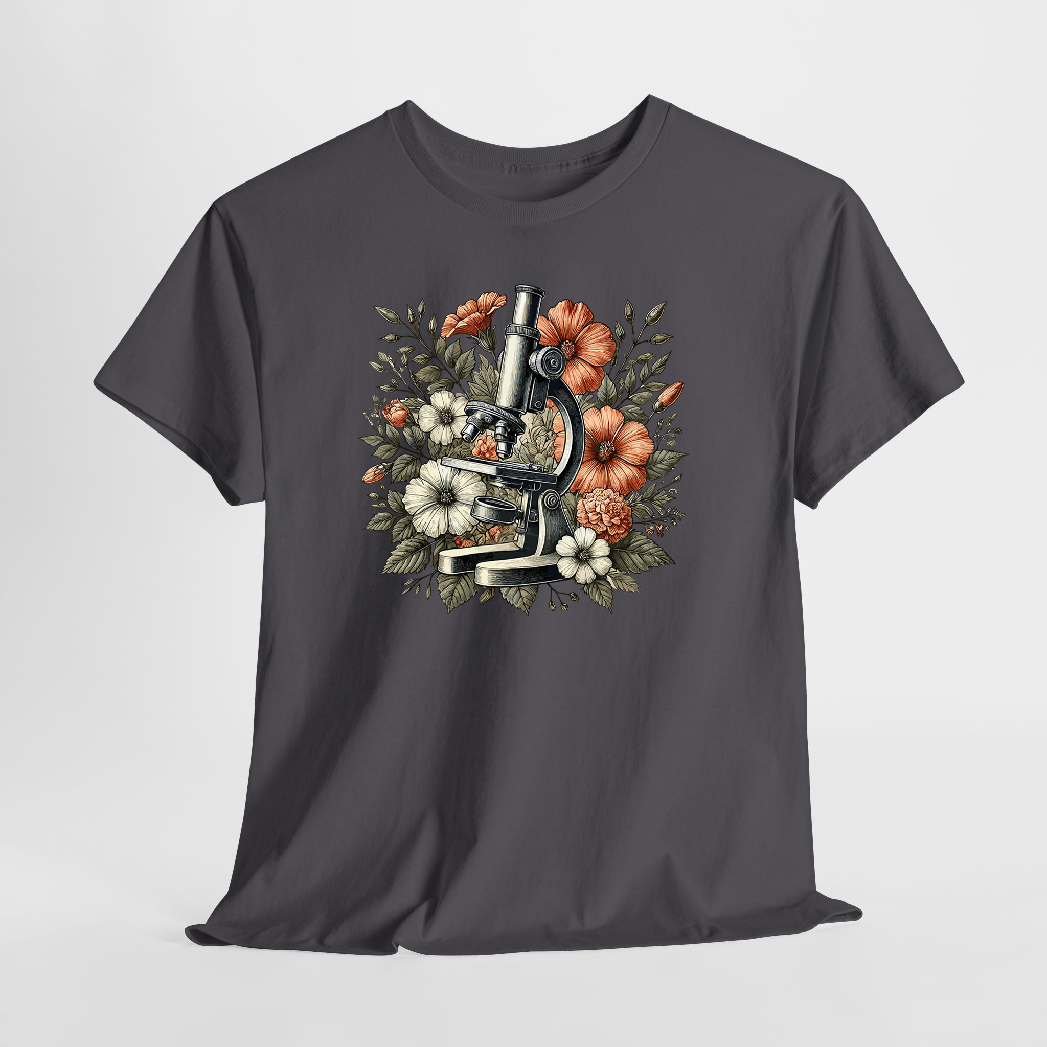 Mikroskop ve Çiçekler Unisex Tişört - Görsel 4