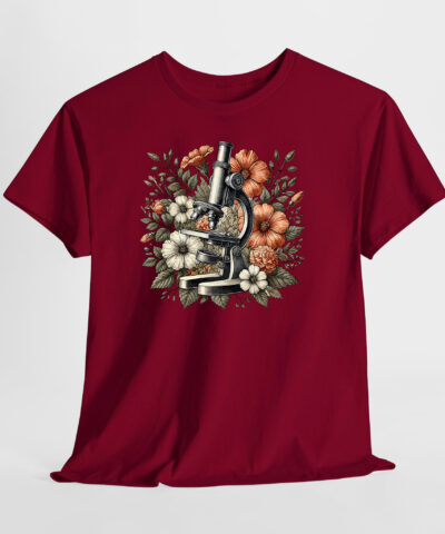 Mikroskop ve Çiçekler Unisex Tişört