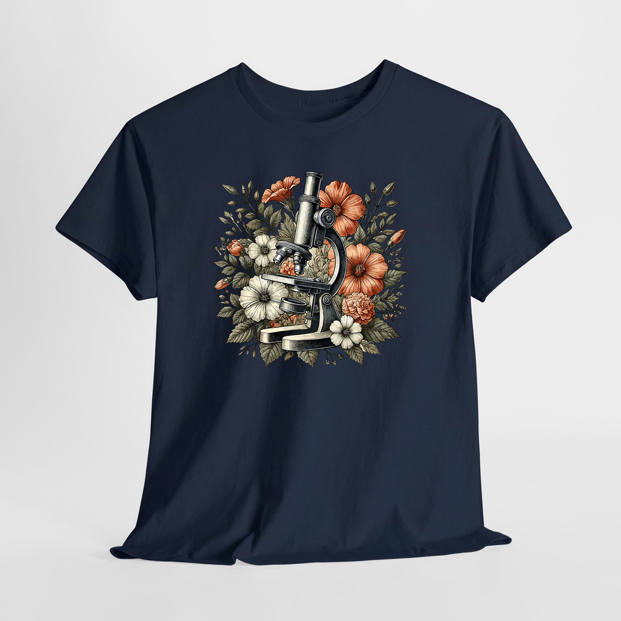 Mikroskop ve Çiçekler Unisex Tişört - Görsel 6
