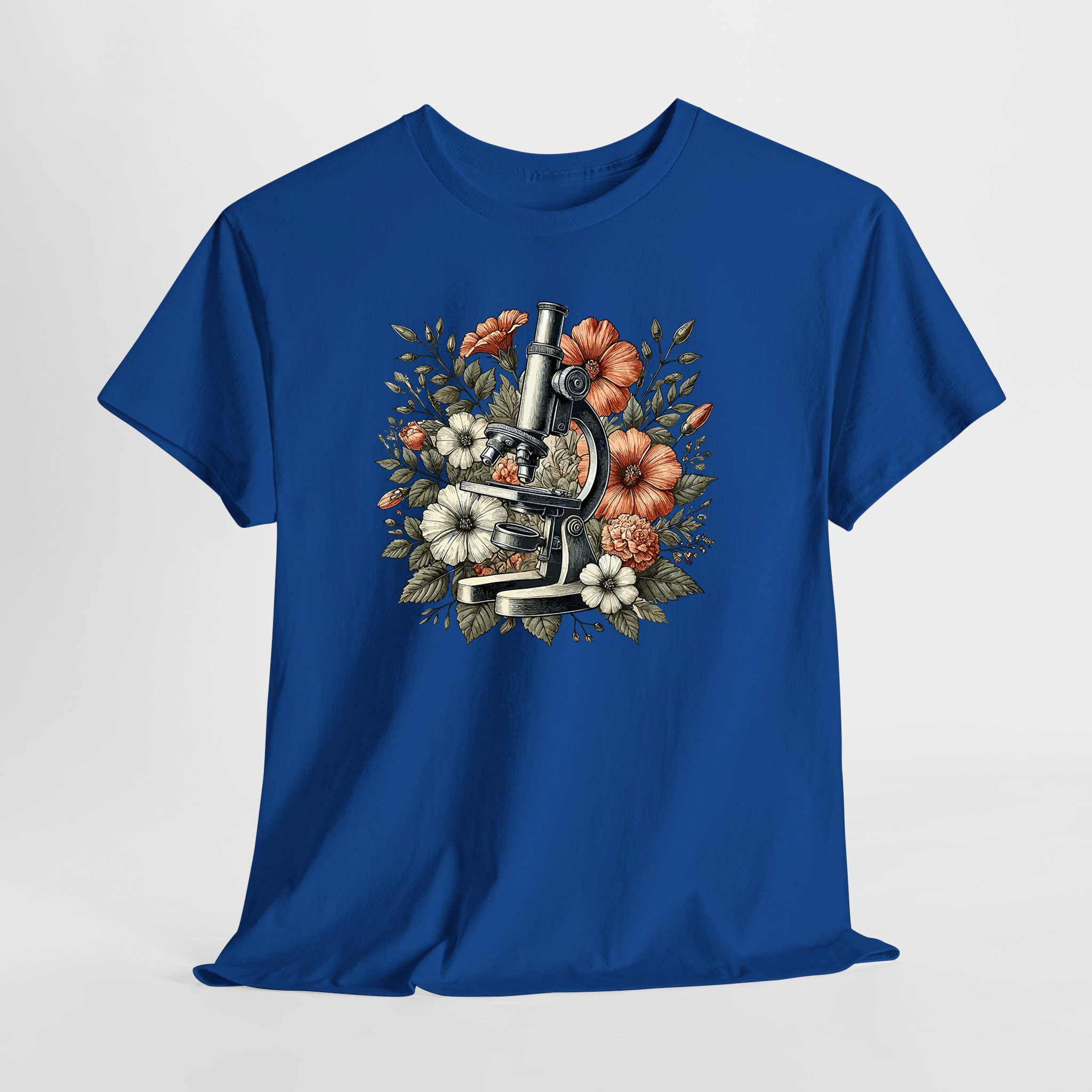 Mikroskop ve Çiçekler Unisex Tişört - Görsel 7