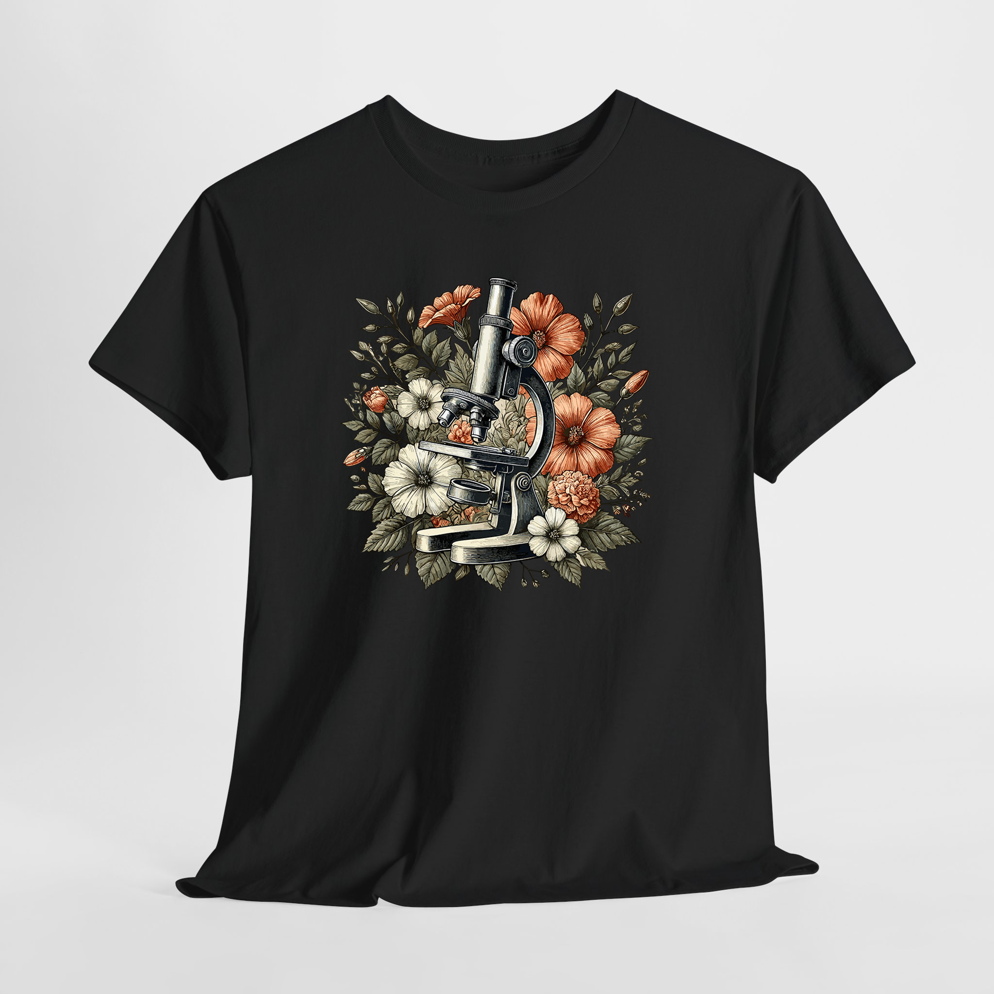 Mikroskop ve Çiçekler Unisex Tişört - Görsel 8
